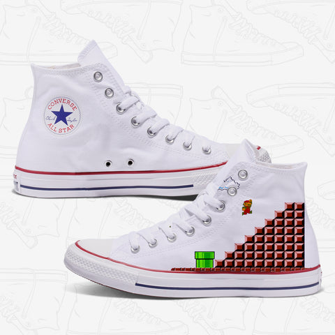 Converse Custom Super Mario Adult Shoes White | Bump – Bump Shoes