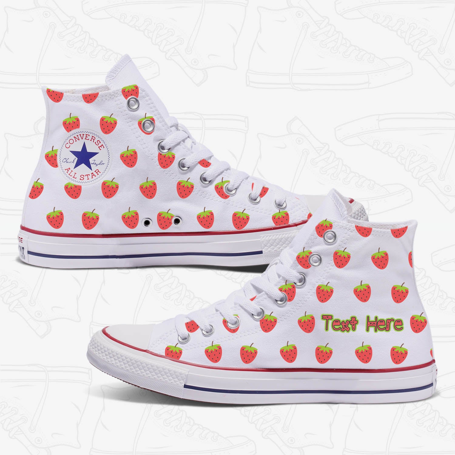Converse Custom Strawberry Adult Shoes 