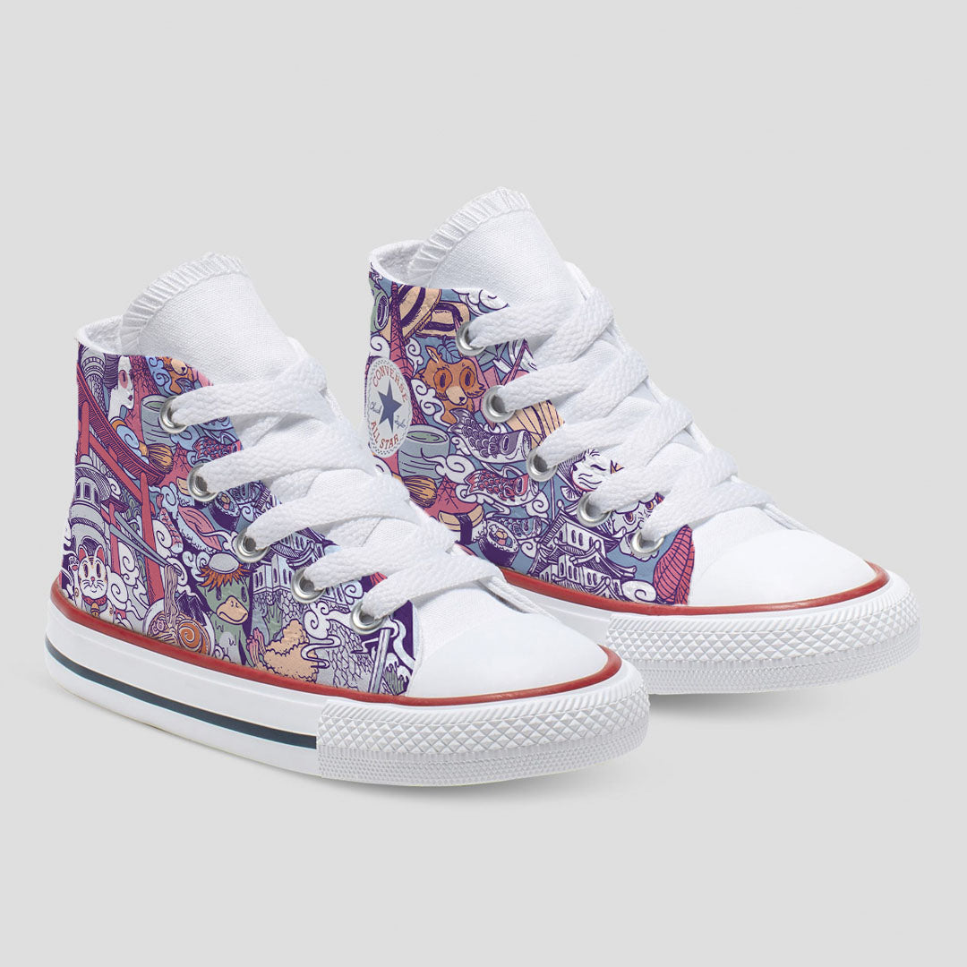 Japanese Culture Adult Custom Converse Shoes | High & Low Top White