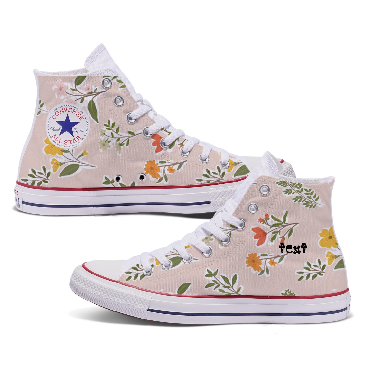 converse with flower pattern