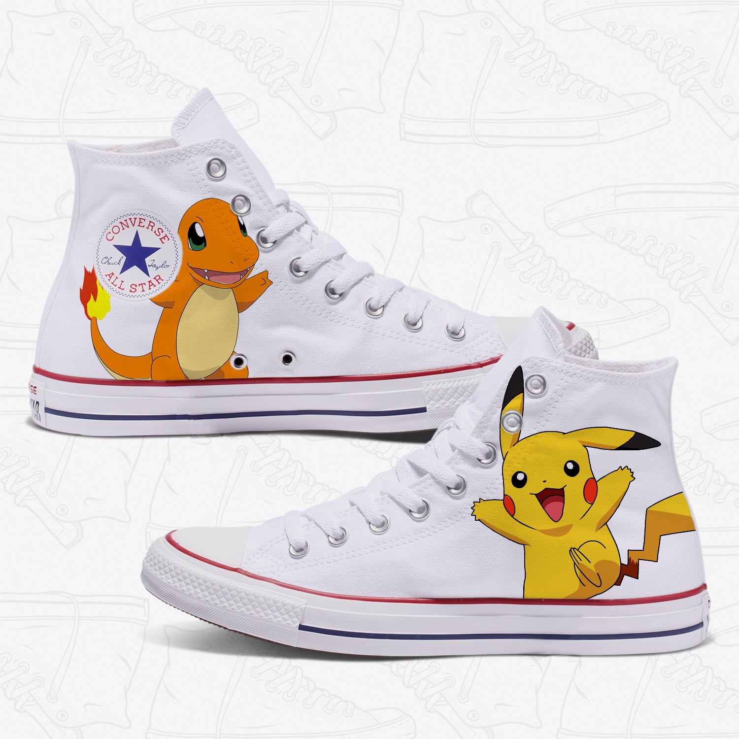 Converse Custom Pokemon Adult Shoes White | Bump – Bump Shoes