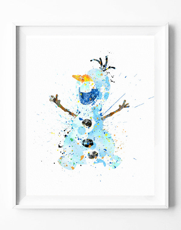 Disney Frozen Poster Olaf Art Print Watercolor Painting Wall