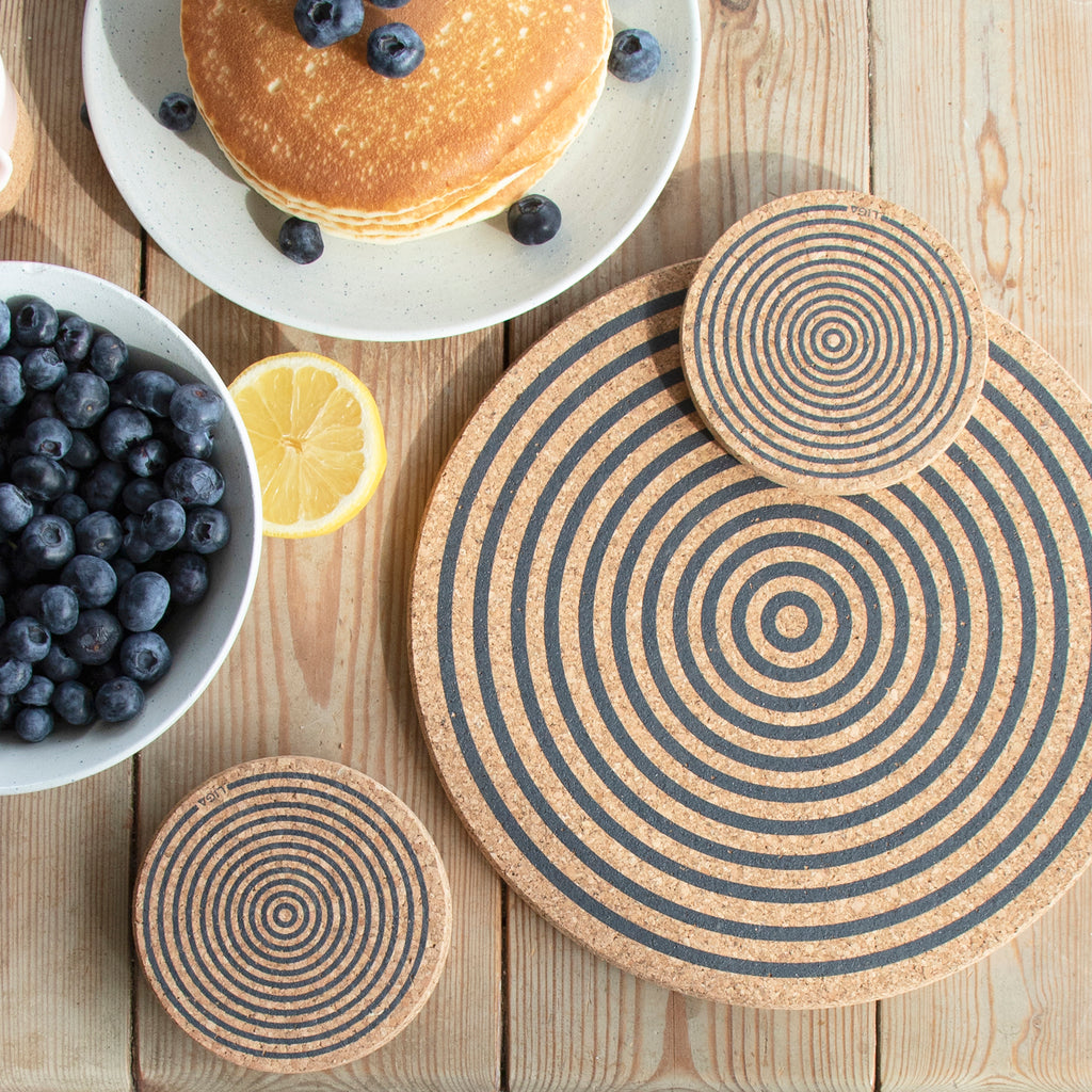 grey cork placemats