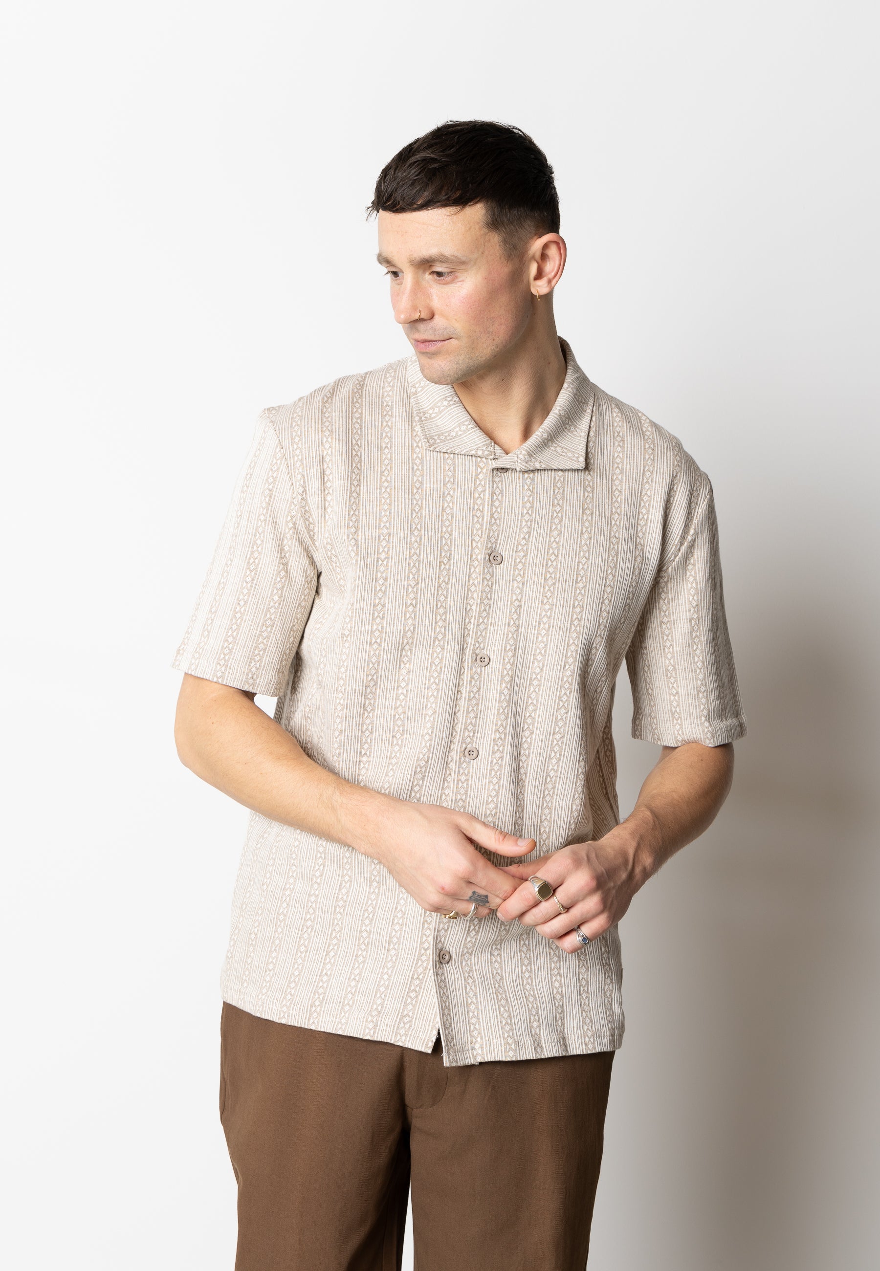 Billede af HAZY JACQUARD SHIRT - Ecru/Khaki