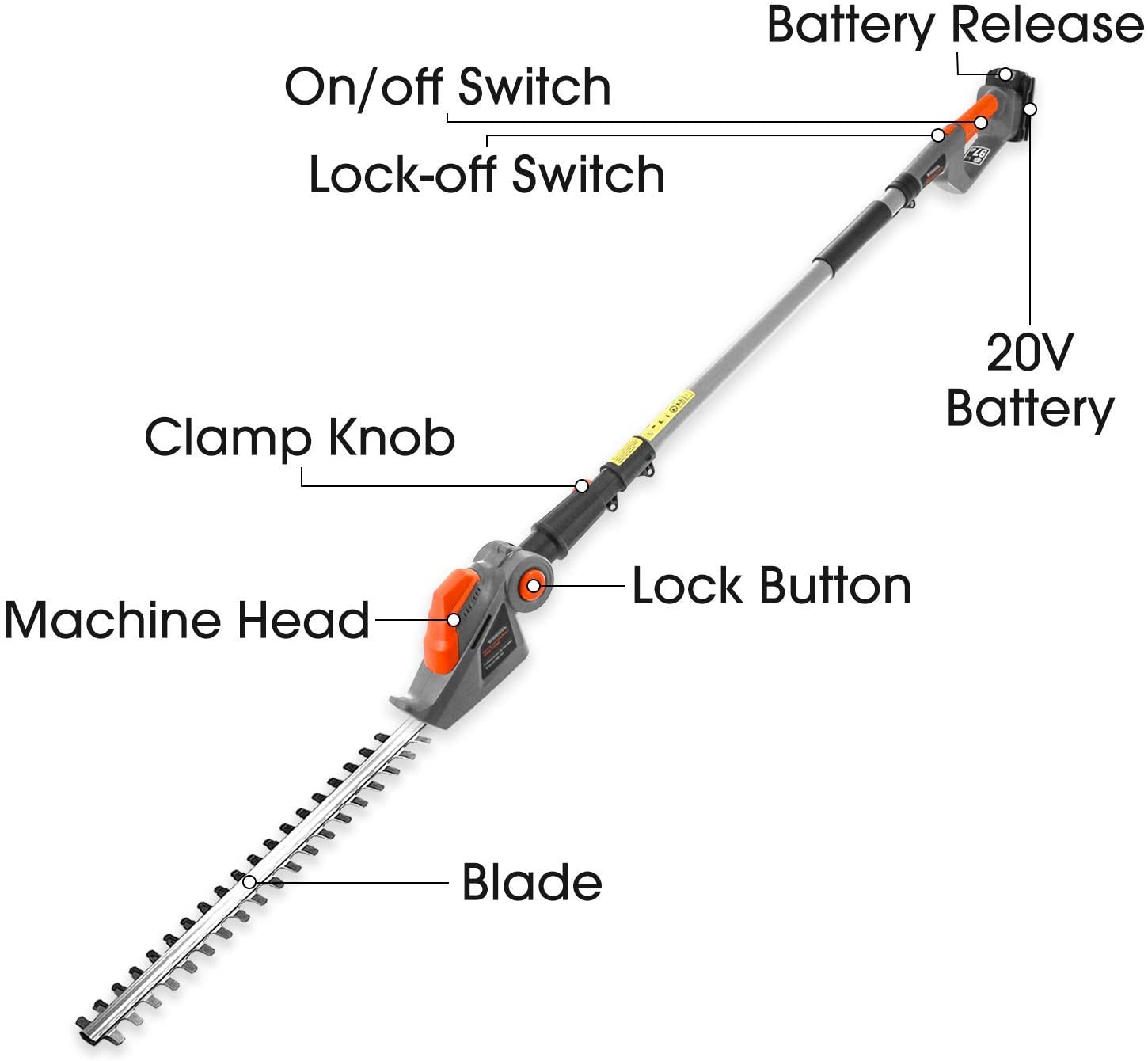 terratek long reach cordless electric hedge trimmer