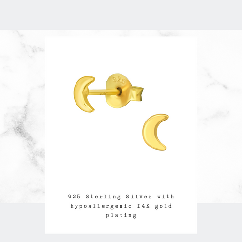 Gold Mini Moon Stud Earrings