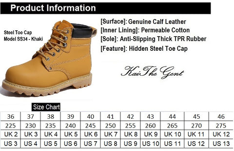 Work Boot Size Conversion Chart