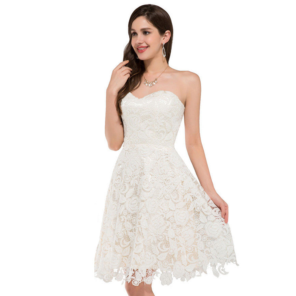 Ivory Vintage Lace Short Wedding Dresses Beach Style Bridal Gowns