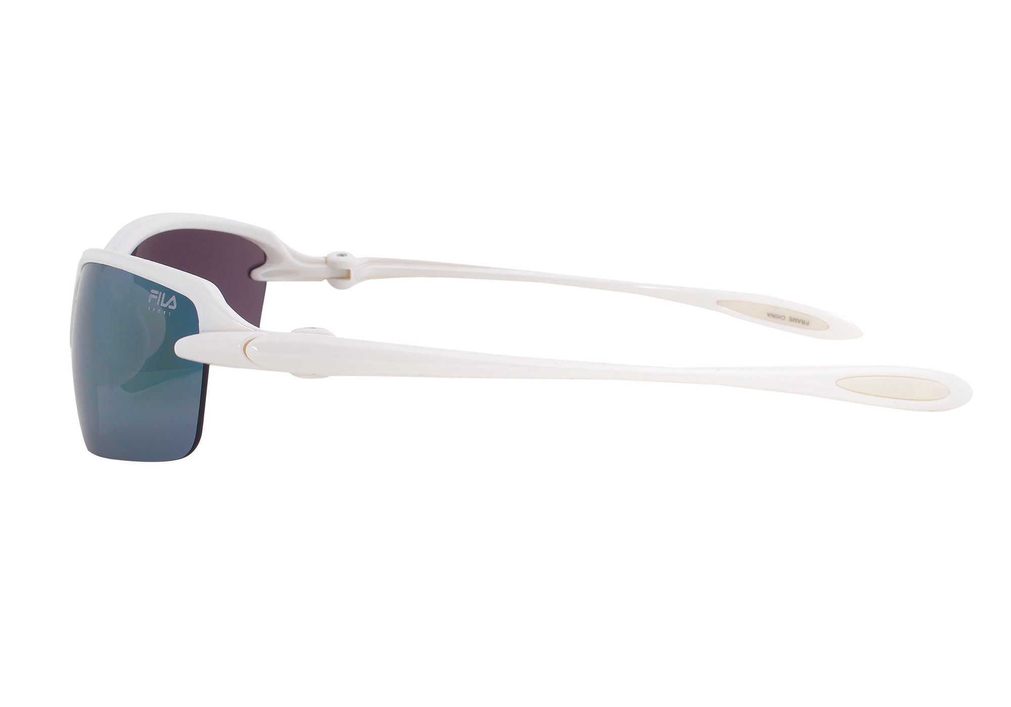 Fila Sport FAC1043 109 Rectangular Wrap Sunglasses | White Frame | grey Mirror Lens