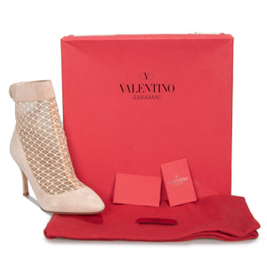 Valentino Lace Ankle Booties in Powder 