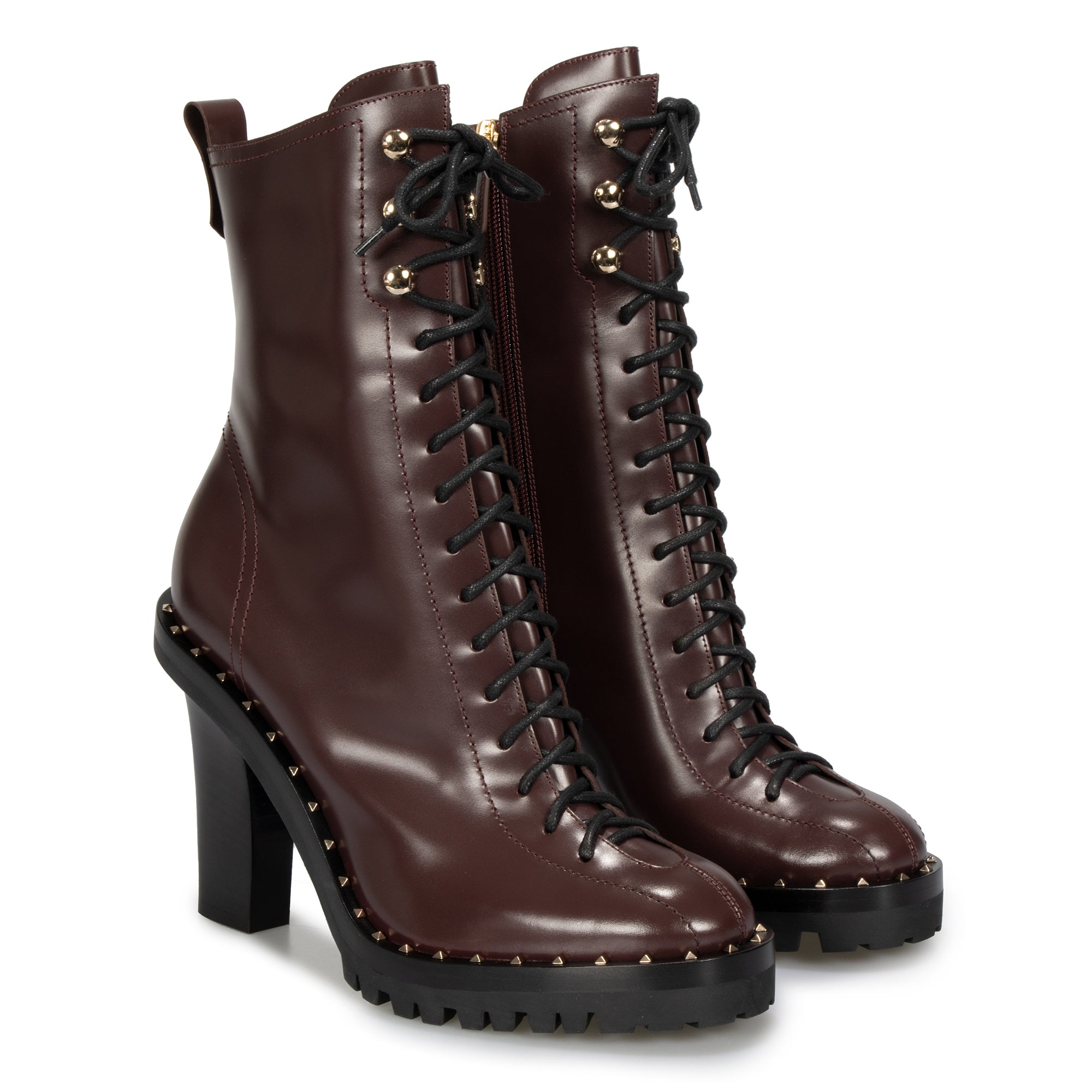 valentino rockstud lace up boots