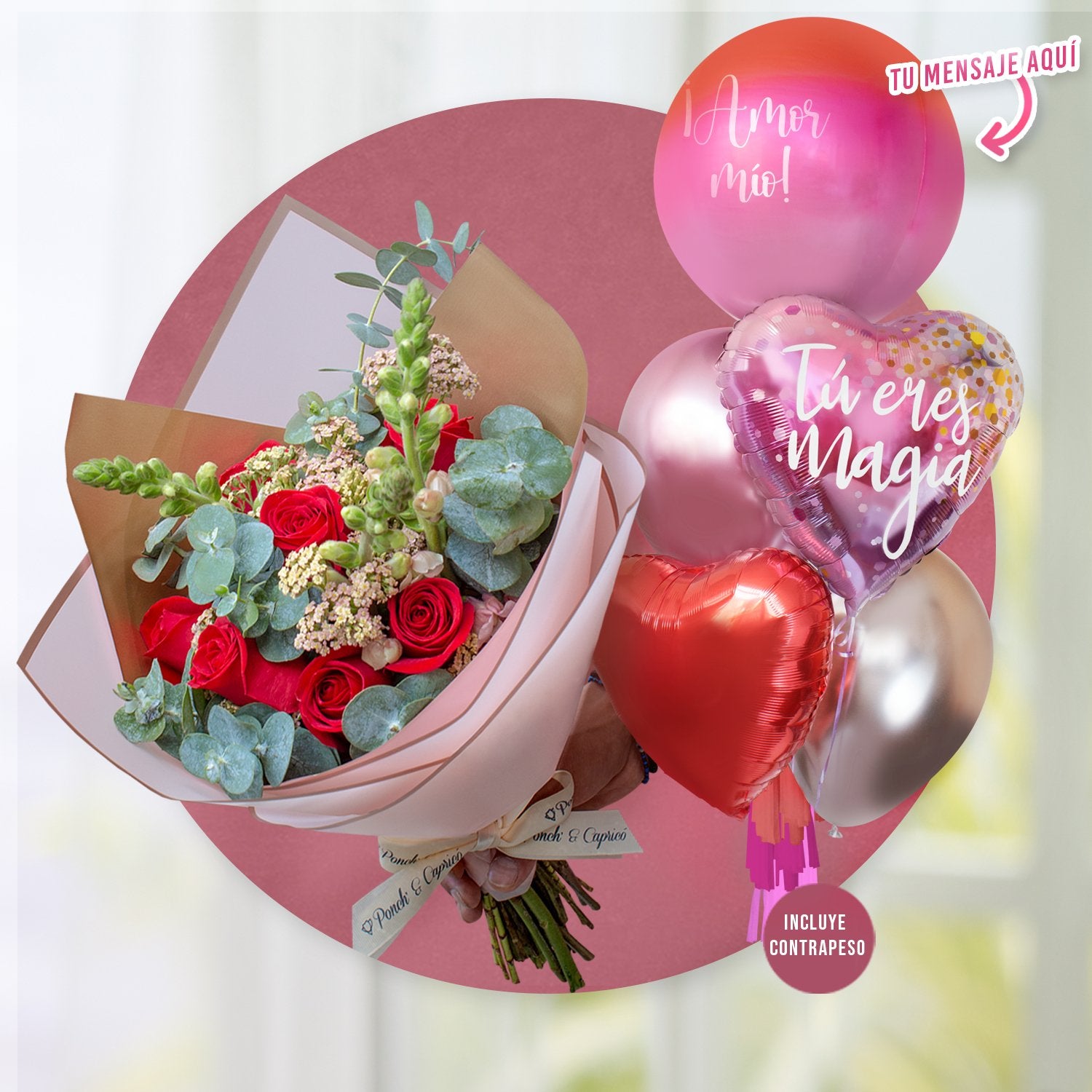 Bouquet de Globos de Ocasiones 10 - Pink Marblez - – Ponch' & Capricó