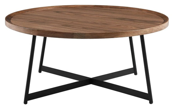 Euro Style Niklaus 35" Round Coffee Table American Walnut