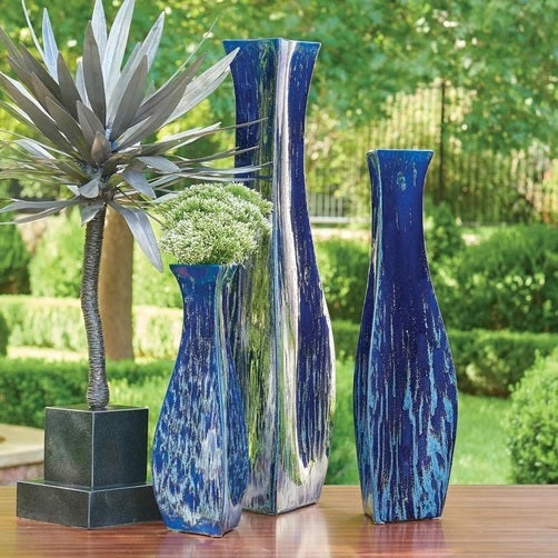 Global Views Bermuda Vase-Blue Small