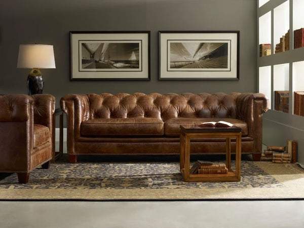 Hooker Furniture Living Room Chester Stationary Sofa Imperial Regal Leather