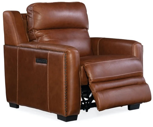 Hooker Furniture Living Room Lincoln Power Recliner With Power Headrest & Lumbar Recline Brown