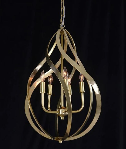 John Richard Ribbons of Brass Swirls Five-Light Pendant