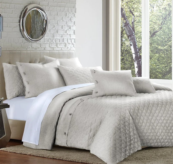 Michael Amini Gibson Duvet Set Natural 7pc Queen