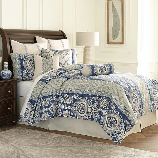 Michael Amini Provence 9pc Queen Duvet Set Cadet