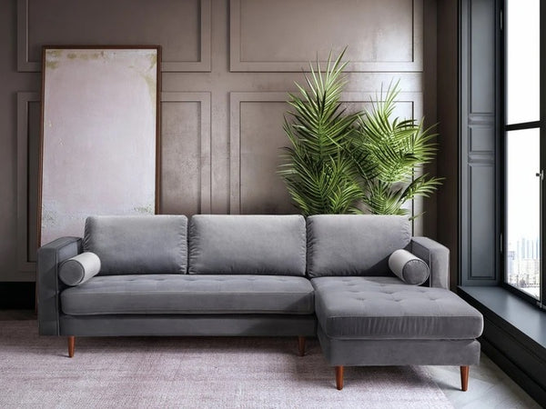 TOV Como Sectional LAF- Grey Velvet