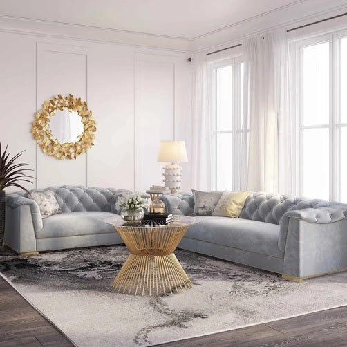 TOV Furniture Farah Velvet Loveseat by Inspire Me! Home Decor Cream