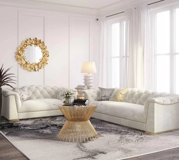 TOV Furniture Farah Velvet Sofa by Inspire Me! Home Decor Cream