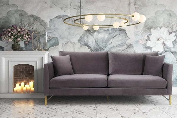 TOV Furniture Massi Grey Velvet Sofa