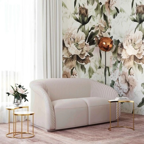 TOV Furniture Yara Pleated Velvet Loveseat by Inspire Me! Home Decor Beige