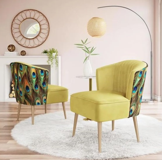 Zuo Furniture Tabitha Accent Chair Green, Gold & Peacock Print