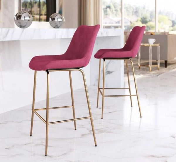 Zuo Furniture Tony Counter Chair Red &amp; Gold