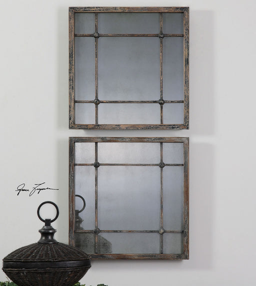 Modern Allick 18 Gold Square Mirrors Wall Art Decor ~ Set Of 2 Uttermost  09234