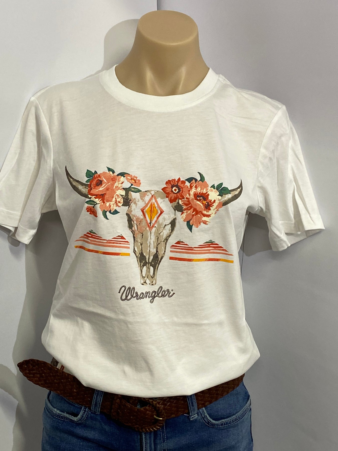 Wrangler Ladies Longhorn Skull Fitted S/S Tee - LWK146W - On Sale – Sheps  Outfitters