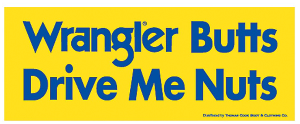 Wrangler Butts Drive Me Nuts Stickers - Yellow and Blue – Sheps Outfitters