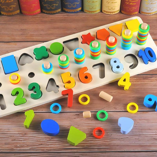 Children Count Numbers Matching Board Wooden Digital Shape Match Teaching Toys Baby Math Montessori Learning Educational_600x