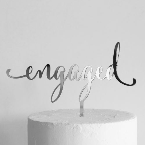 Golden Just Engaged Cake Topper