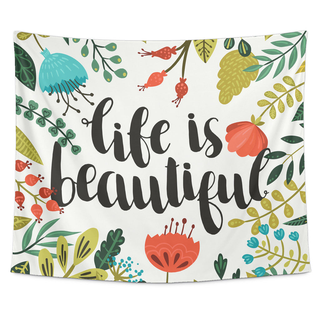 \u002639;Life is Beautiful\u002639; Motivational Quotes Tapestry  Good Morning Quote