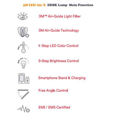 3m Led Air X Desk Lamp Anti Glare Anti Shadow 5 Step Led Color