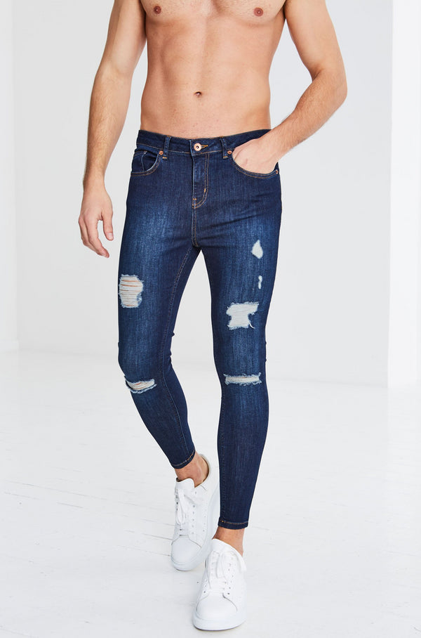 mens spray on skinny ripped jeans