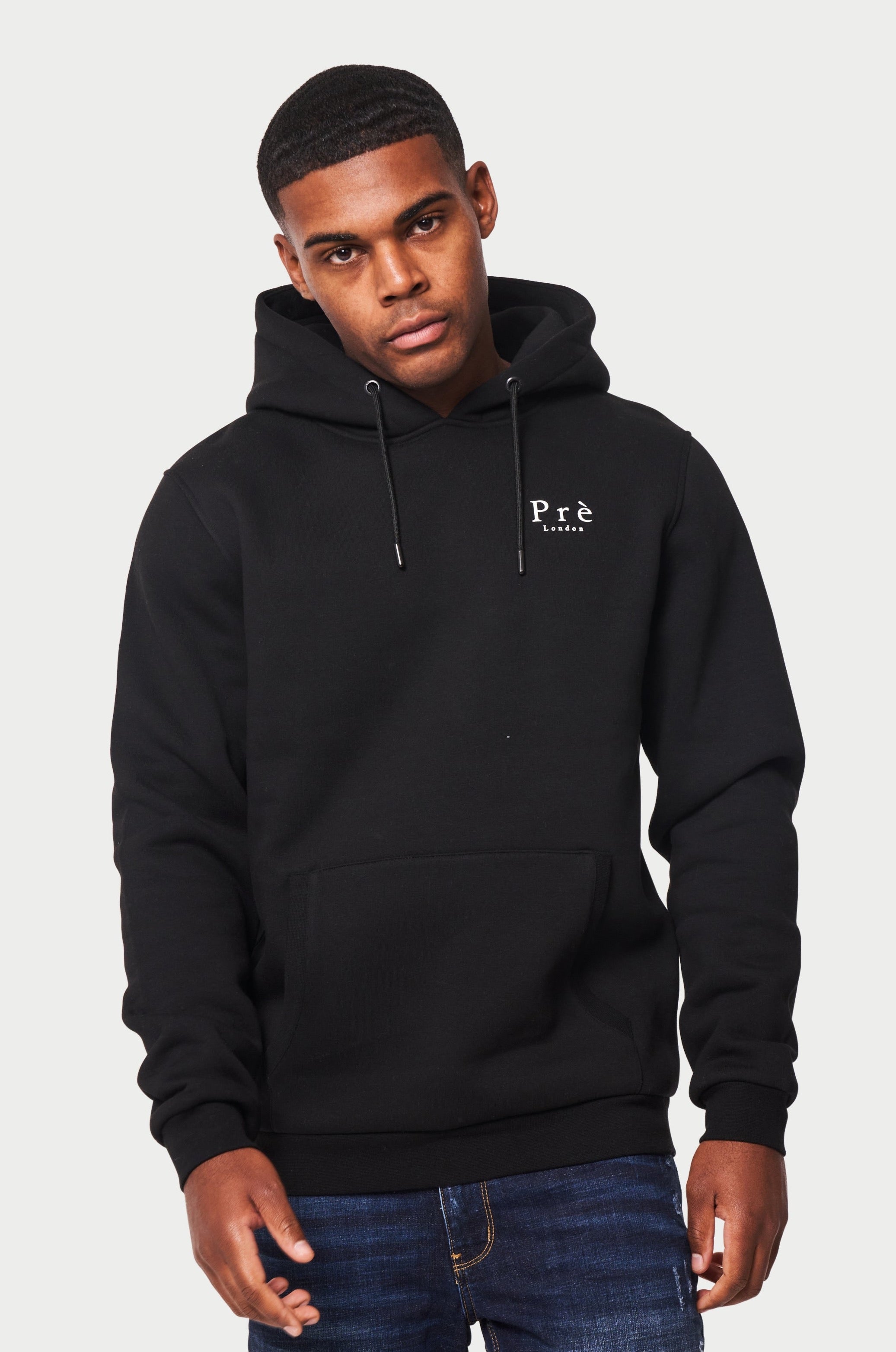Essential Hood - Black - left Chest Logo – Prè London