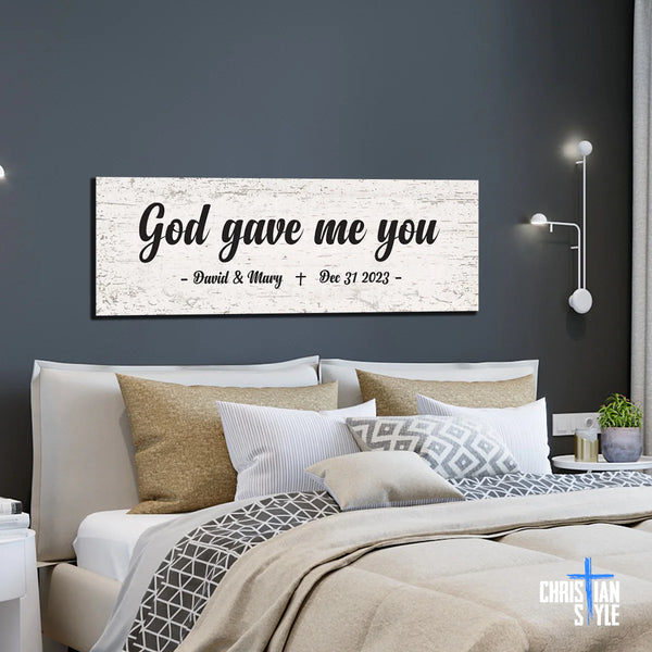 God Gave Me You Personalized Wedding Premium Panoramic Canvas