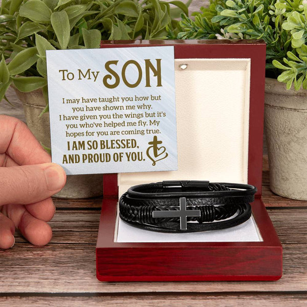 To My Son Premium Men's Cross Bracelet