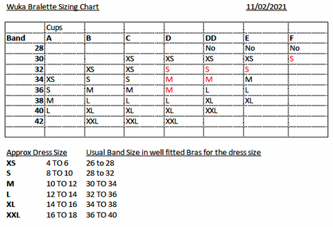 bra size guide