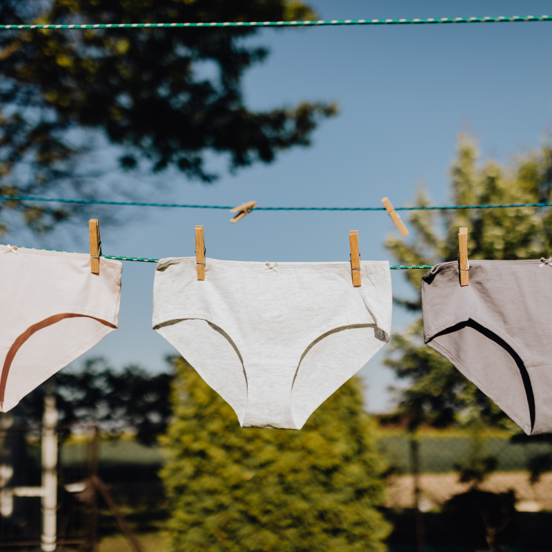 underwear hanging on washing line