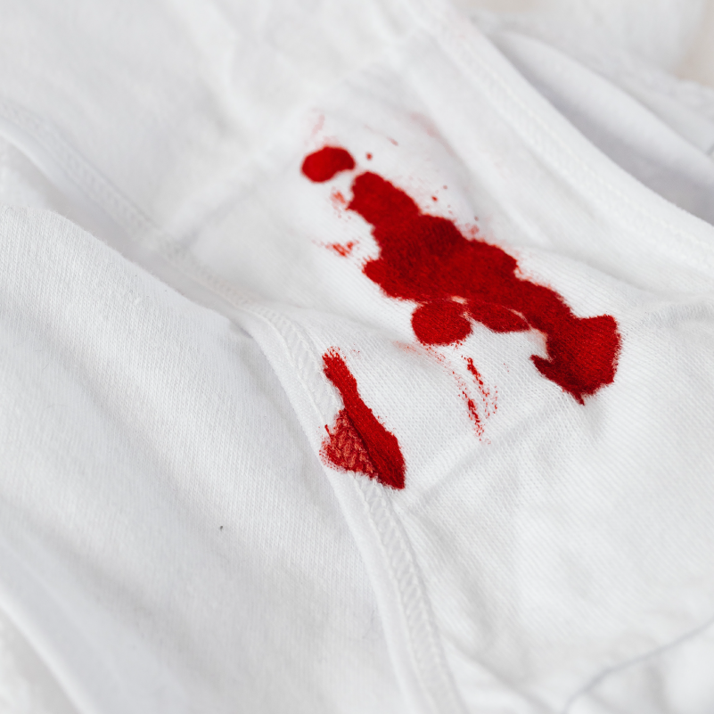 blood on white underwear