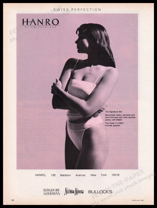 Hanro Trend Lingerie 1990s Print Advertisement Ad 1992 Bodyshapes Bodysuit