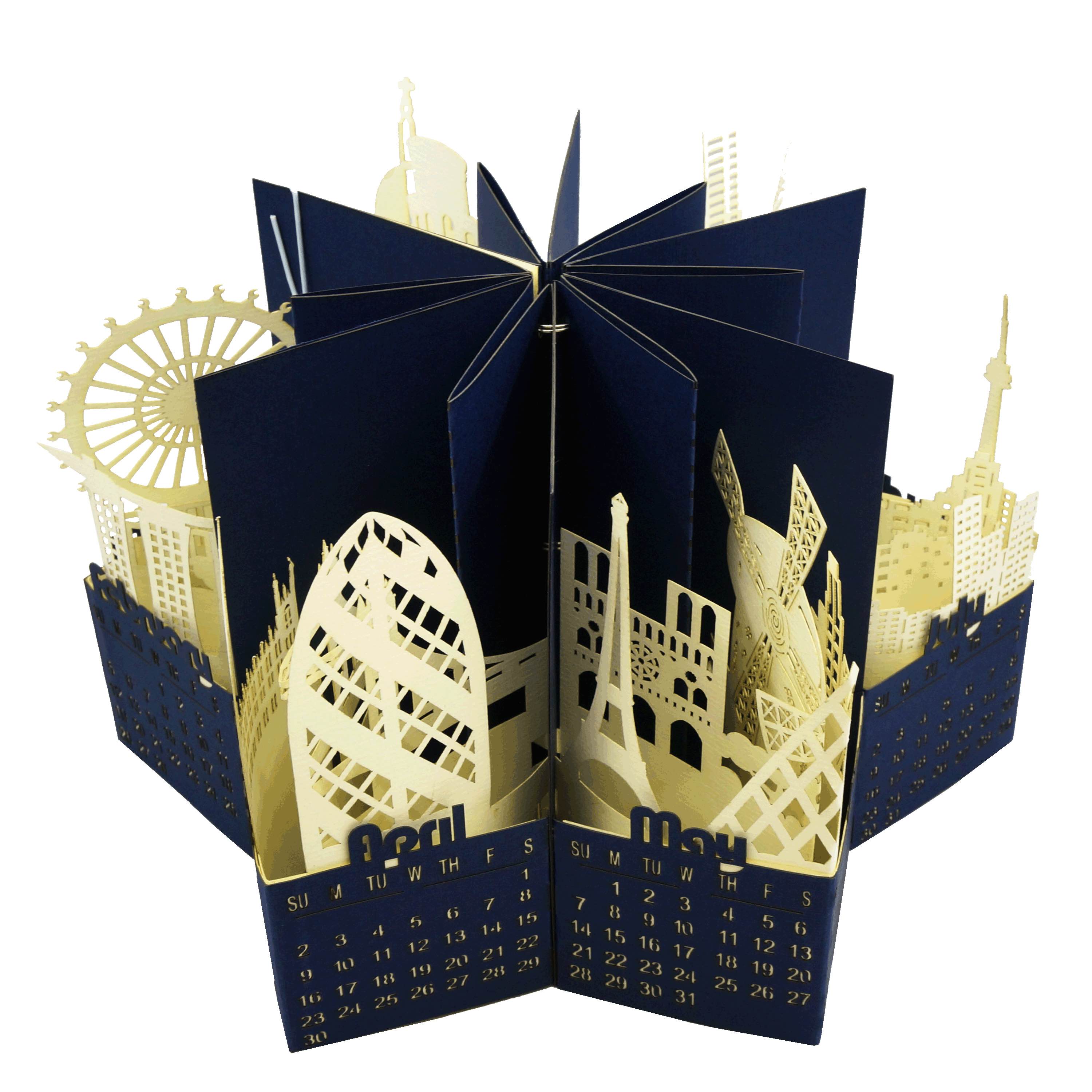 Pop Up Paper Craft Architectural 3D Pop up calendar Abra Cards