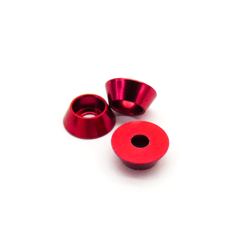 10pcs M3 3mm CNC Aluminum Tapered Washer (Anodized Red)