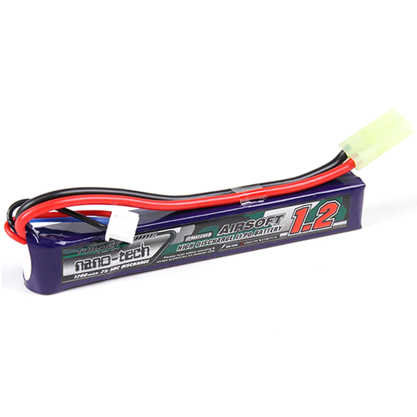 Turnigy Nano-Tech 1200mAh 2S LiPo Battery Pack Airsoft 7.4V 25C 50C (Mini-Tamiya Connector)