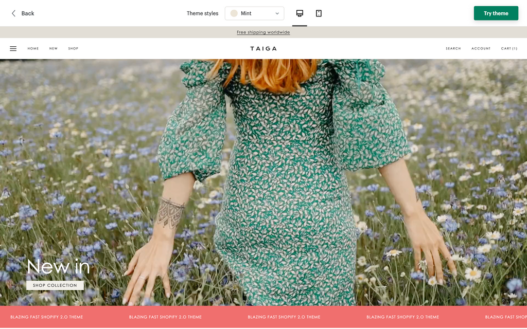 Shopify Plus theme - Taiga Mint