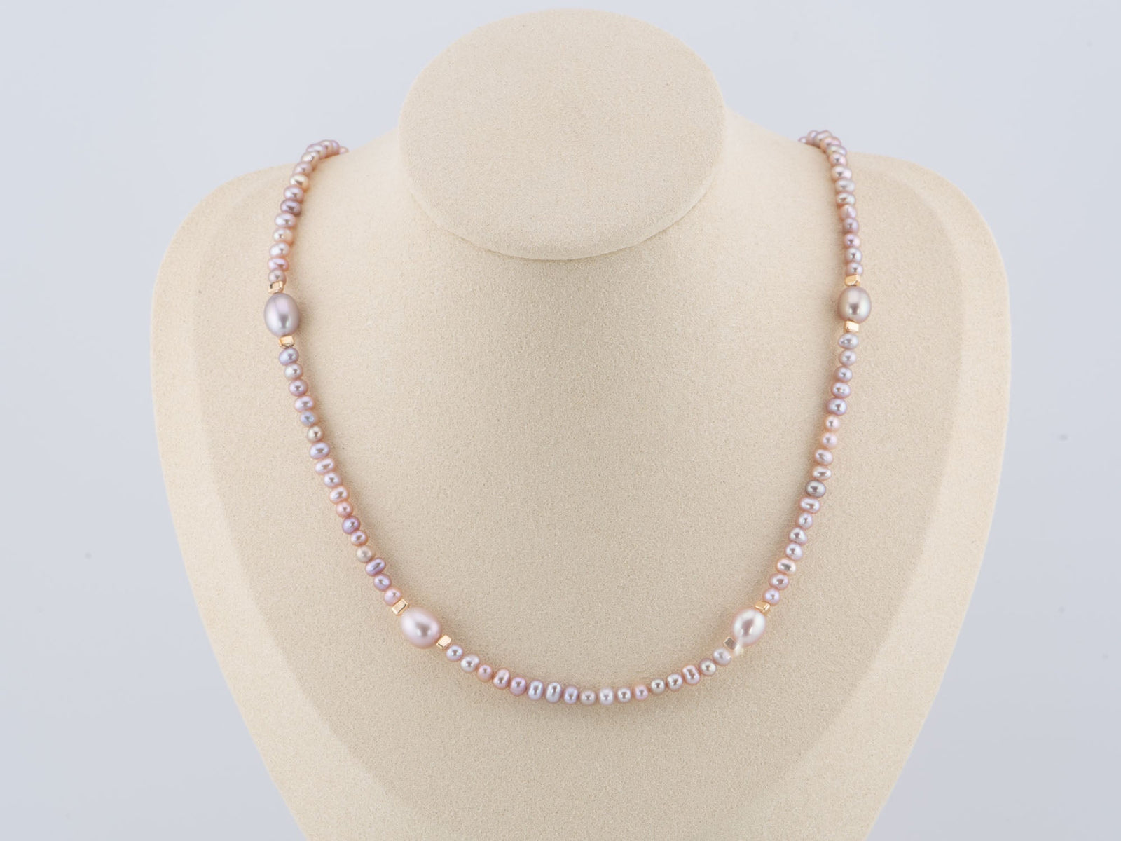 LOVELY Glass and Pearl Vintage Necklace,Pale Lavender Glass and Pearls -  Ruby Lane